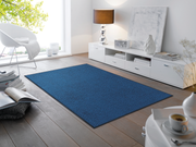 dunkelblaue Fußmatte im Wohnzimmer