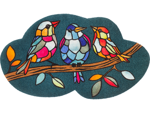 Fußmatte in blau mit Vogeln im Mosaik-Look