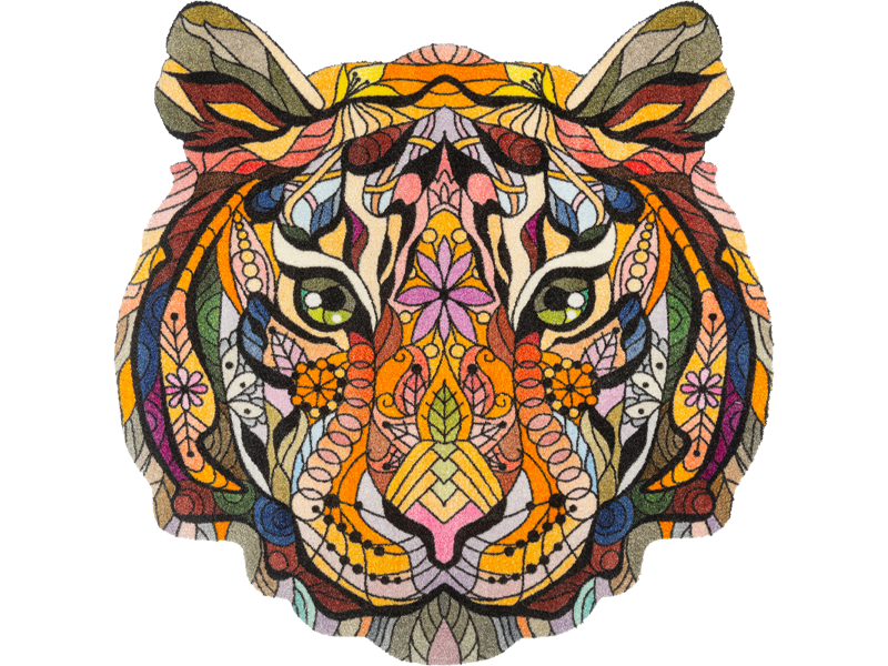 Fußmatte mit buntem Mandala-Tiger