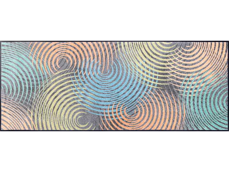 Läufer mit bunten Kreisformen