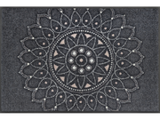 Fußmatte mit rosa weißem Mandala auf dunkelgrauem Hintergrund