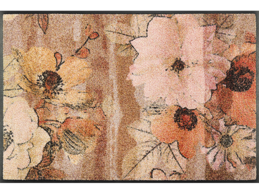 Fußmatte mit rot-braunen Blüten