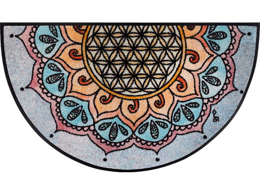 Fußmatte in Halbrund mit Ornamenten, Blume des Lebens