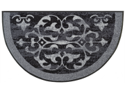 halbrunde Fußmatte in grau mit Ornamenten