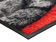 Eckansicht der Fußmatte mit Katze und Krone