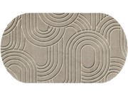gerundete Fußmatte mit dezentem sandfarbenen Linienmuster