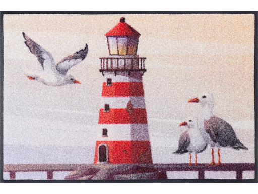 Fußmatte mit Leuchtturm und Seemöwen