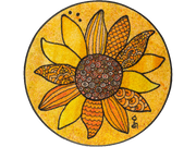 runde Fußmatte mit gelbem Sonnenblumenmotiv