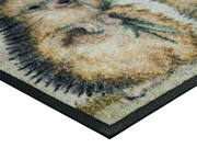 Eckansicht der Fußmatte mit zwei Igel und Mohnblume