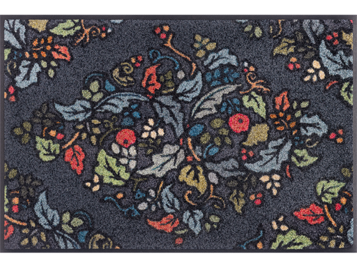 Fußmatte in grau mit buntem floralen Ornamenten