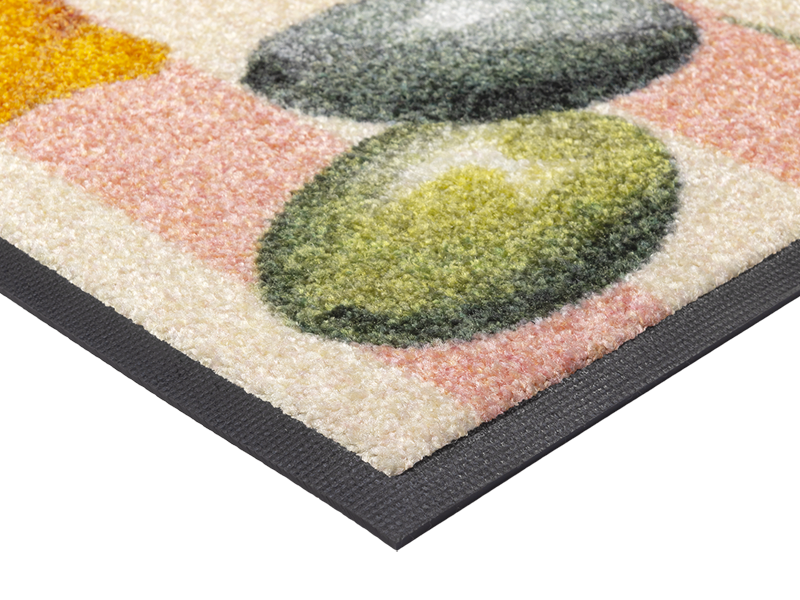 Eckansicht der Fußmatte mit Zitronen und Orangen