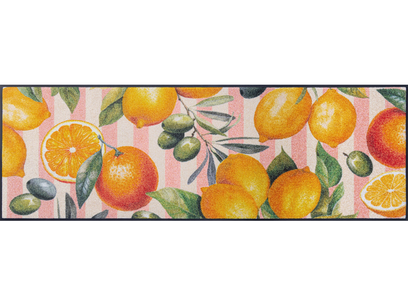 Läufer mit Zitronen und Orangen