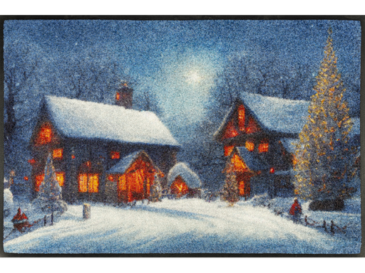 Fußmatte mit winterlicher Landschaft und Häusern
