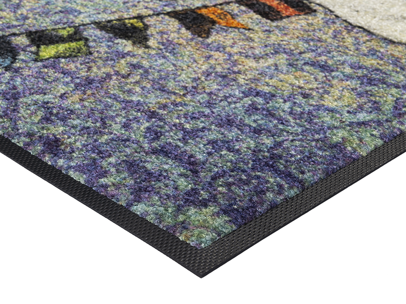 Eckansicht der Fußmatte mit Einhorn