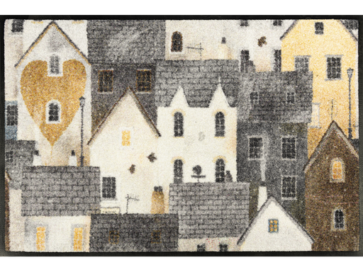 Fußmatte mit Reihenhäusern in grauen Farben