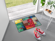 bunte Fußmatte mit Häusern