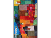 bunte Fußmatte mit Häusern