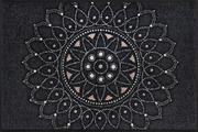 Fußmatte mit rosa weißem Mandala auf dunkelgrauem Hintergrund