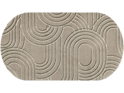 gerundete Fußmatte mit dezentem sandfarbenen Linienmuster