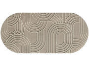 gerundete Fußmatte mit dezentem sandfarbenen Linienmuster