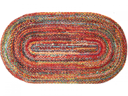 Fußmatte in Sonderform mit rot-bunten Punkten