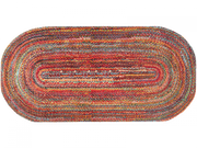 Fußmatte in Sonderform mit rot-bunten Punkten