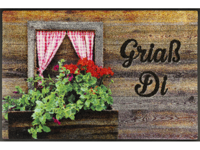 Fumatte mit Almhütte und Spruch "Griaß Di"