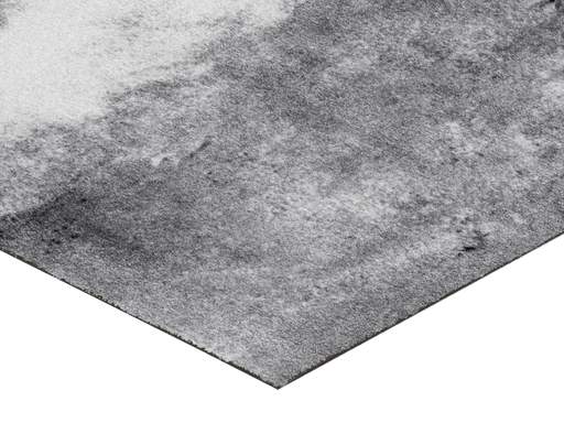 Eckansicht der grau-weiß gemusterten Fußmatte