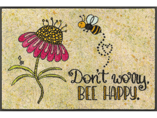 Fußmatte mit Blume und Biene und Schriftzug "don´t worry, be happy"