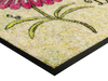 Eckansicht der Fußmatte mit Blume und Biene und Schriftzug "don´t worry, be happy"