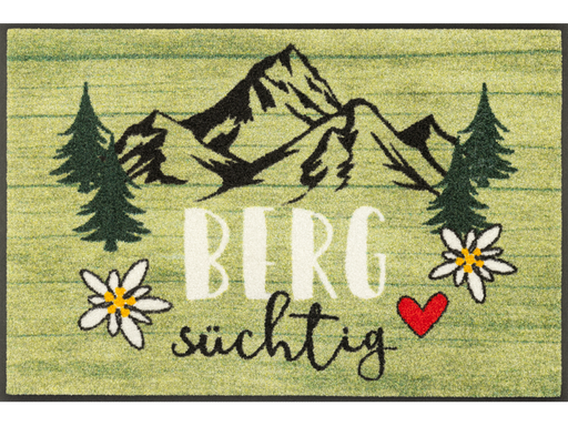 Fußmatte mit Bergmotiv und Schriftzug "Bergsüchtig"