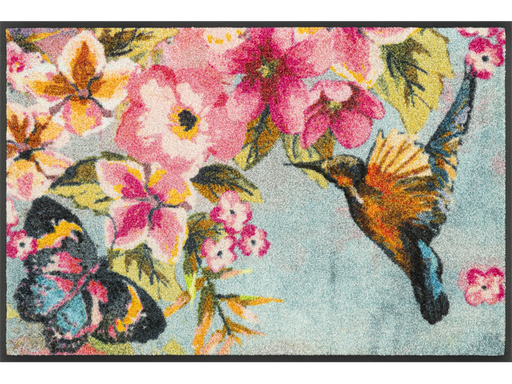 Fußmatte mit Blumen, Schmetterling und Kolibri