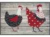 Fußmatte mit rot/weiß/schwarzen Hühnern