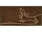 braune Fußmatte mit liniengezeichnetem Dackel-Hund