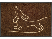 braune Fußmatte mit liniengezeichnetem Dackel-Hund