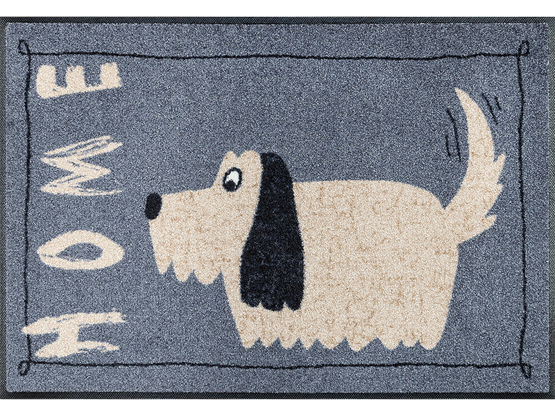 Fußmatte mit Hundemotiv und Schrift "HOME"