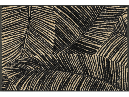 Fußmatte in schwarz, beige mit Blätterkonturen