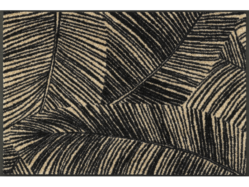 Fußmatte in schwarz, beige mit Blätterkonturen