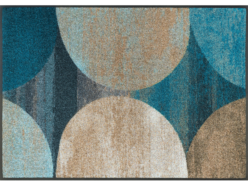 Fußmatte mit kreisförmigem Muster in Beige und Blau