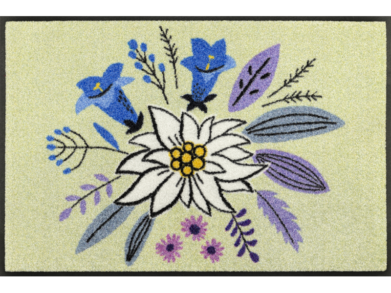 Fußmatte mit Alpenblumen-Motiv