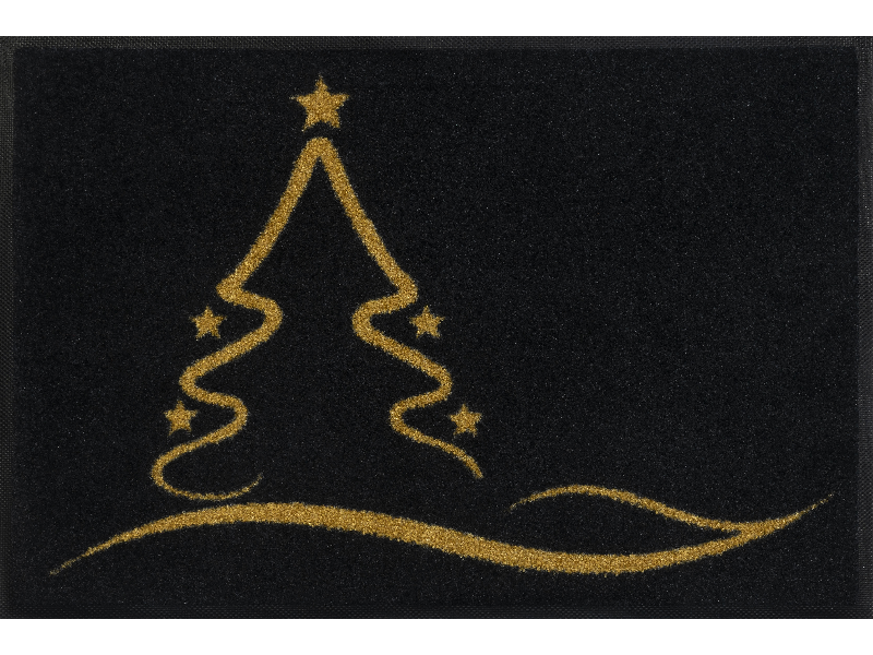 goldener Weihnachtsbaum auf schwarzem Hintergrund