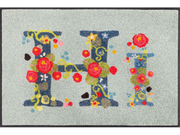 Fußmatte mit Schriftzug "HI" mit Blumen geschmückt