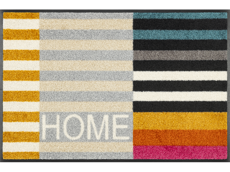 Fußmatte mit bunten Streifen und Schriftzug "HOME"