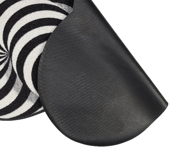 Rückenansicht der Fußmatte in Sonderform mit schwarz-weißem 3D Effekt
