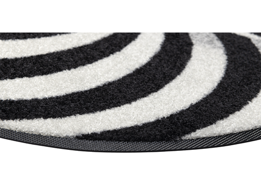 Eckansicht der Fußmatte in Sonderform mit schwarz-weißem 3D Effekt