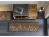 Fußmatte in braun mit gezeichneten Häusermotiven vor der Garderobe