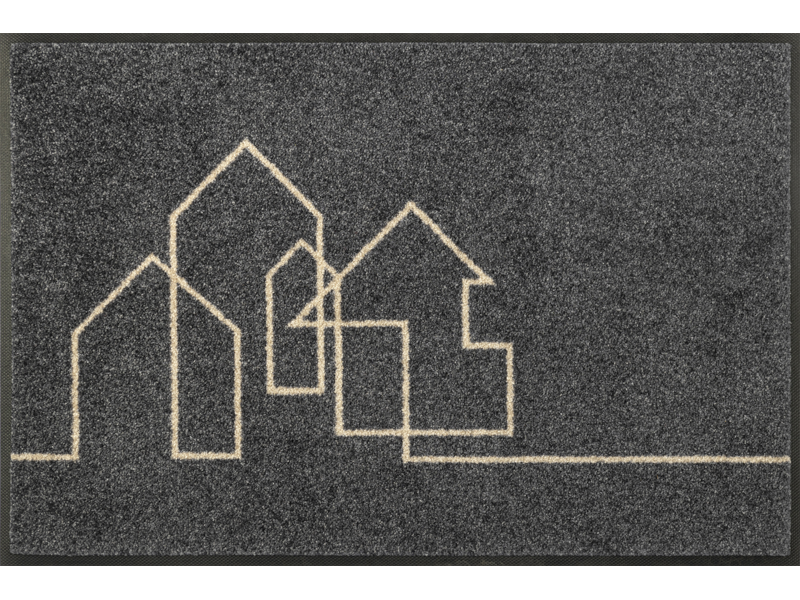 Fußmatte in grau mit gezeichneten Häusermotiven