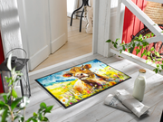 Fußmatte mit Kuh und Blumenwiese