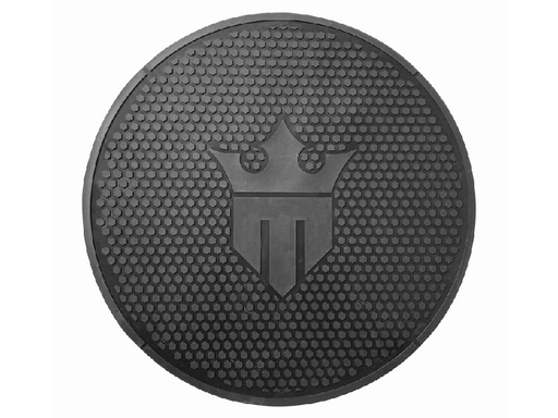 schwarze runde BBQ-Matte mit Logo Matsmiths