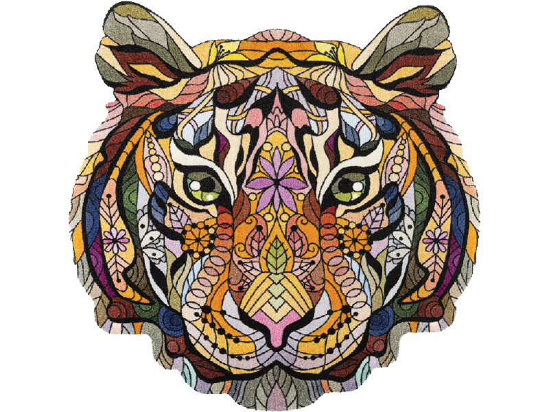 Fußmatte mit buntem Mandala-Tiger